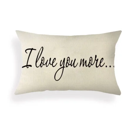 Ogiselestyle Farmhouse Pillow Covers with I Love You More Quotes 12″ x 20″ Lumbar Pillow Covers Home Decorative Linen Cushion Case for Sofa Couch Housewarming Gifts Family Room Décor