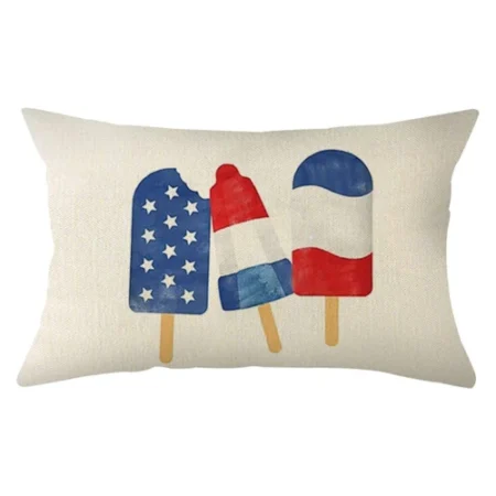 Ogiselestyle Patriotic Blue Popsicle Pillow Cover 12×20 Inch 4th of July Decorative Pillows Case Independence Day Decor Cushion Case for Sofa Couch