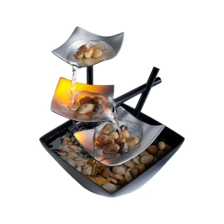 Homedics Tabletop Water Fountain, Home Décor Soothing Sound Machine – Automatic Pump, Deep Basin & Natural River Rocks. Indoor Zen Relaxation for Office, Living Room, or Bedroom, 8.25” Tall
