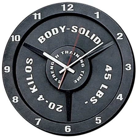 Body-Solid Weight Plate Art Wall Clock Battery Operated – 15″ Silent Non-Ticking Vintage Wall Clock Decor for Home, Office, Living Room, Gym & Kitchen Decoration